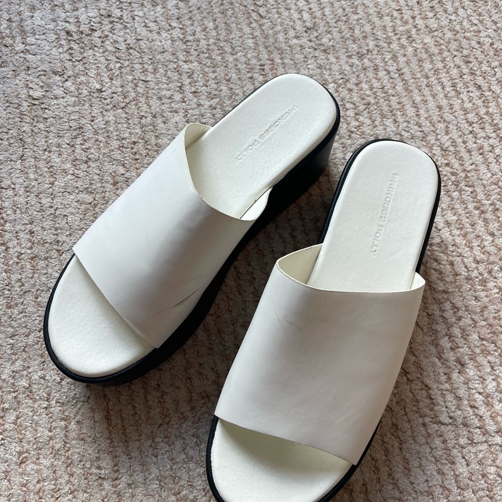 Princess Polly Platform Women's White Slide Sandals